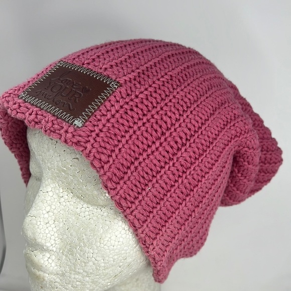 Love Your Melon Raspberry Pink Knit Slouch Beanie Hat main image 4